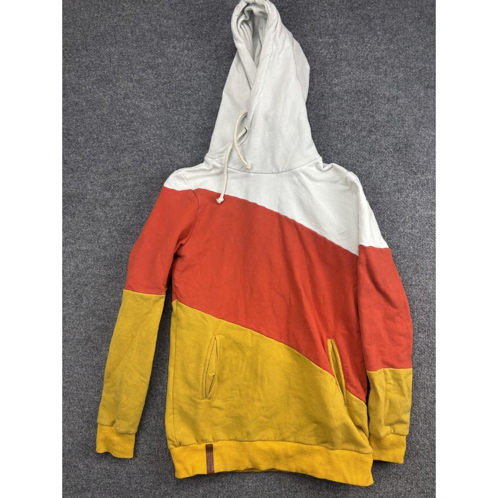 Ampersand Avenue Hoodie Womens Small Colorblock Yellow Orange Cream Pullover